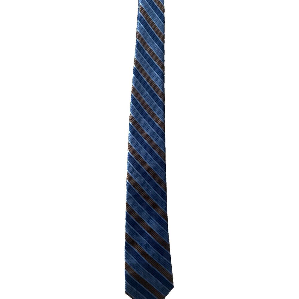 Jos A Bank Reserve Collection Men's Silk Tie Blue Gold Repp Stripe Luxury EUC - Picture 2 of 4